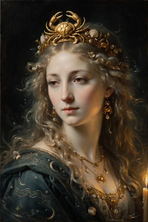 Oil portrait of the Cancer muse