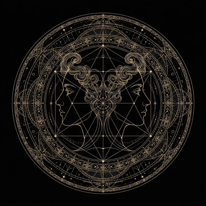 Golden engraved twins emblem