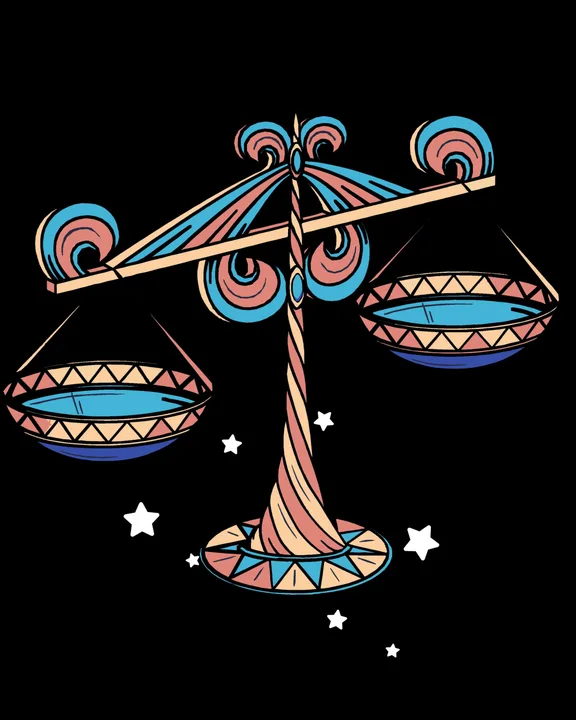 Golden engraved astrolabe emblem of Libra