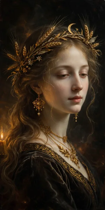 Oil portrait of the Virgo muse