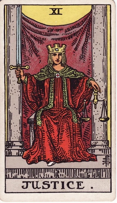 The Justice tarot card face