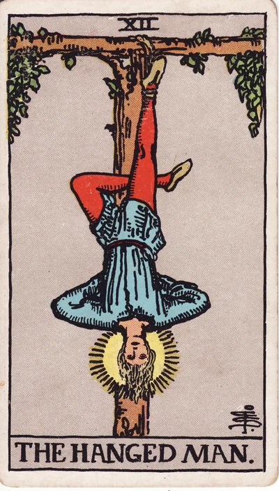 The The Hanged Man tarot card face