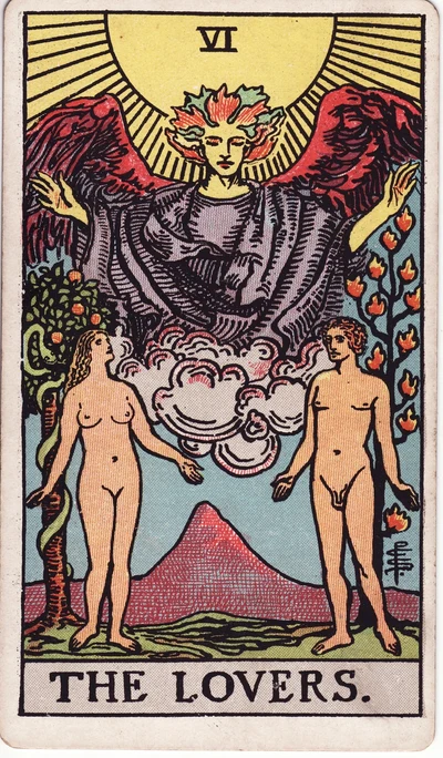 The The Lovers tarot card face