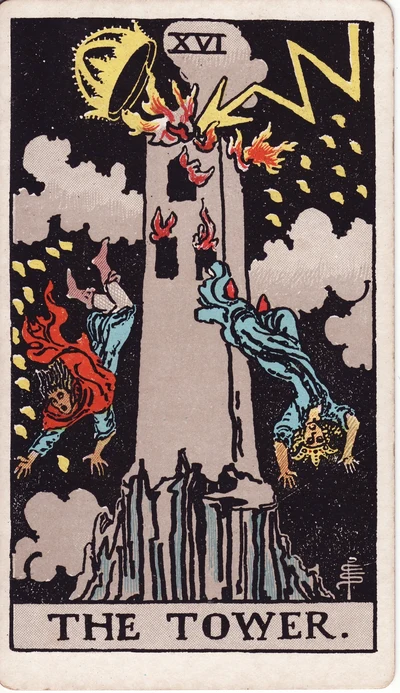 The The Tower tarot card face